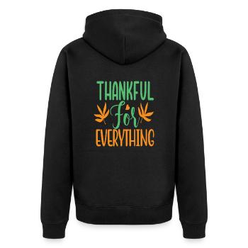 Thankful for everything - Unisex Premium Bio Zip Hoodie - Schwarz - Hinten - Nico (187cm)