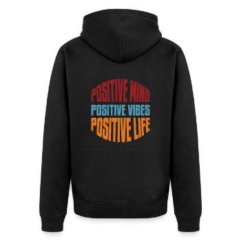 Positive Life - Unisex Premium Organic Zip Hoodie - black - Back - Nico (187cm)