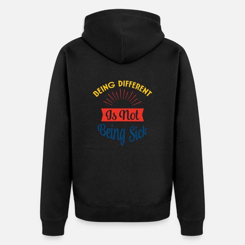 Anders sein ist nicht krank - Unisex Premium Bio Zip Hoodie - Schwarz