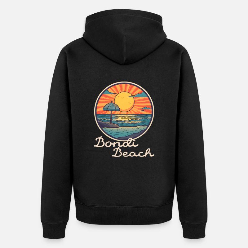 Bondi Beach - Unisex Premium Bio Zip Hoodie - Schwarz