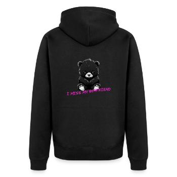 i Miss My Boyfriend sweet Teddy Bear Love - Unisex Premium Organic Zip Hoodie - black - Back - Nico (187cm)
