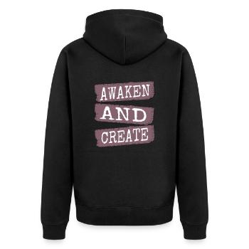 gift clarity cutting-edge growth illumination - Unisex Premium Bio Zip Hoodie - Schwarz - Hinten - Nico (187cm)