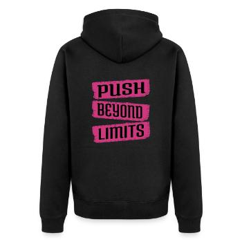conditioning gym birthday present grit gift idea - Unisex Premium Bio Zip Hoodie - Schwarz - Hinten - Nico (187cm)