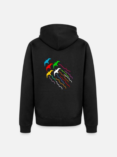 magical flying birds with trail - Unisex Premium Organic Zip Hoodie - black