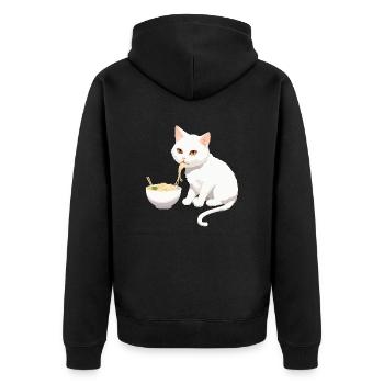 Chat qui mange des ramens #1 - Veste à capuche bio Premium Unisexe - noir - Dos - Nico (187cm)