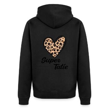Super-Tante - Unisex Premium Bio Zip Hoodie - Schwarz - Hinten - Nico (187cm)