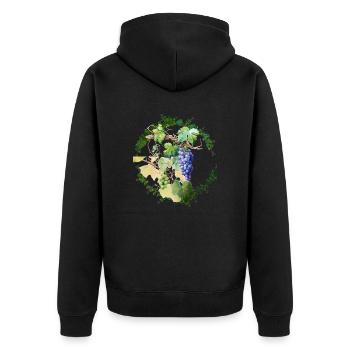 Feuilles de vignes avec raisins blanc et noir - Veste à capuche bio Premium Unisexe - noir - Dos - Nico (187cm)