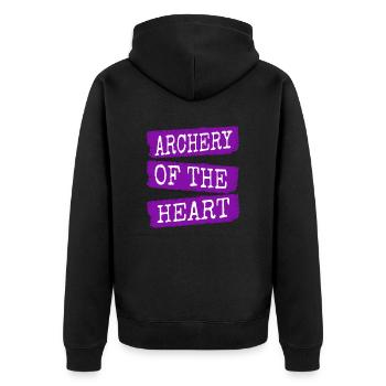 archery gift archery practice awesome true love - Unisex Premium Bio Zip Hoodie - Schwarz - Hinten - Nico (187cm)
