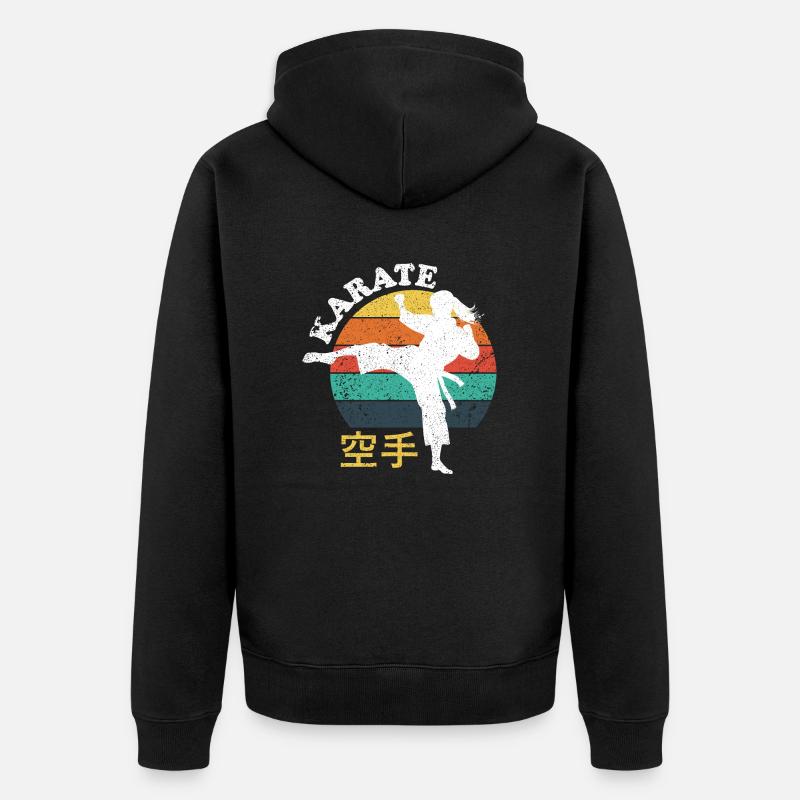 Karate-Mädchen - Unisex Premium Bio Zip Hoodie - Schwarz