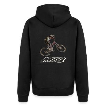 MTB downhill - Unisex Premium Organic Zip Hoodie - black - Back - Nico (187cm)