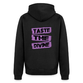 Idée cadeau Gourmandise culinaire Sensations gustatives - Veste à capuche bio Premium Unisexe - noir - Dos - Nico (187cm)