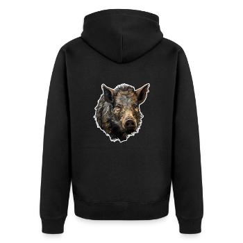 Tête de sanglier - Veste à capuche bio Premium Unisexe - noir - Dos - Nico (187cm)