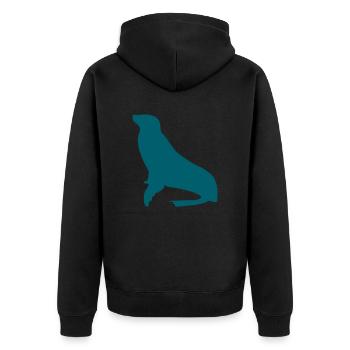 robbe - Unisex Premium Bio Zip Hoodie - Schwarz - Hinten - Nico (187cm)
