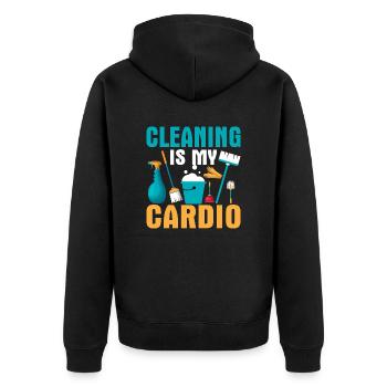Le nettoyage est mon nettoyant d’entretien cardio - Veste à capuche bio Premium Unisexe - noir - Dos - Nico (187cm)