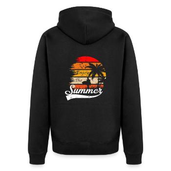Vacation early summer late summer summer holiday holiday sea - Unisex Premium Organic Zip Hoodie - black - Back - Nico (187cm)