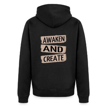 enlightenment quotes innovative ideas statement - Unisex Premium Bio Zip Hoodie - Schwarz - Hinten - Nico (187cm)