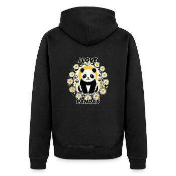J’adore les pandas - Veste à capuche bio Premium Unisexe - noir - Dos - Nico (187cm)