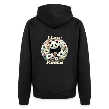 I Love Pandas - Unisex Premium Organic Zip Hoodie - black - Back - Nico (187cm)