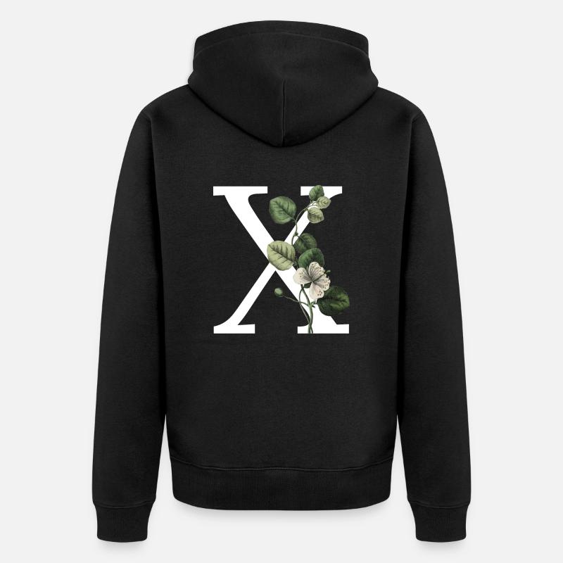 lettre x botanique vert - Veste à capuche bio Premium Unisexe - noir