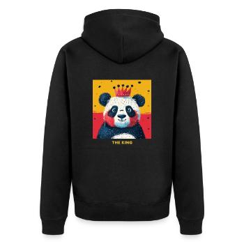 Panda König Portrait - Unisex Premium Bio Zip Hoodie - Schwarz - Hinten - Nico (187cm)