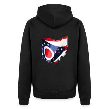 Ohio (United States) | Real Flag | Flag Map - Unisex Premium Organic Zip Hoodie - black - Back - Nico (187cm)