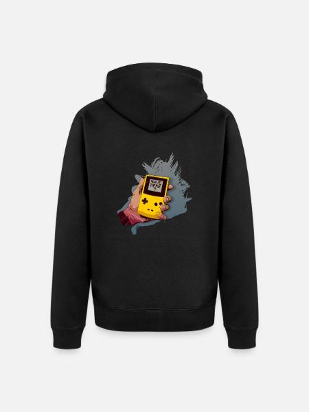 save here? - Unisex Premium Bio Zip Hoodie - Schwarz