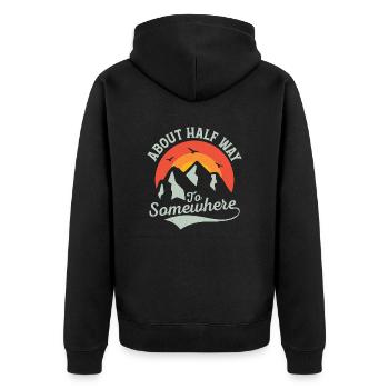 About Half Way To Somewhere Hiking Hiker - Unisex Premium Bio Zip Hoodie - Schwarz - Hinten - Nico (187cm)