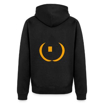 Duo Apple-4 - Unisex Premium Organic Zip Hoodie - black - Back - Nico (187cm)