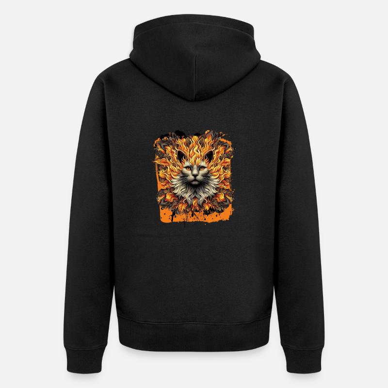 Chat de l’enfer ardent - Veste à capuche bio Premium Unisexe - noir