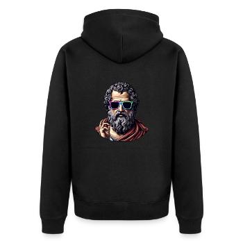 Cool Philosopher - Unisex Premium Organic Zip Hoodie - black - Back - Nico (187cm)