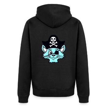 Süße Pirat Katzen Seeräuber Augenklappe Hut Kostüm - Unisex Premium Bio Zip Hoodie - Schwarz - Hinten - Nico (187cm)