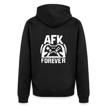 AFK für immer - Unisex Premium Bio Zip Hoodie - Schwarz - Hinten - Nico (187cm)