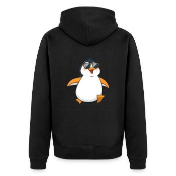 Stylish Penguin with Yellow Feet and Sunglasses - Unisex Premium Organic Zip Hoodie - black - Back - Nico (187cm)