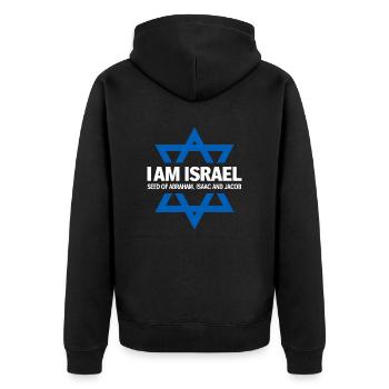 Hebrew Heritage: Israel, Descendants of Abraham - Unisex Premium Organic Zip Hoodie - black - Back - Nico (187cm)