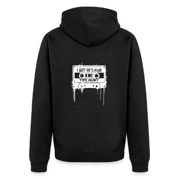 Amour R&B des années 90 – Le cœur battant - Veste à capuche bio Premium Unisexe - noir - Dos - Nico (187cm)