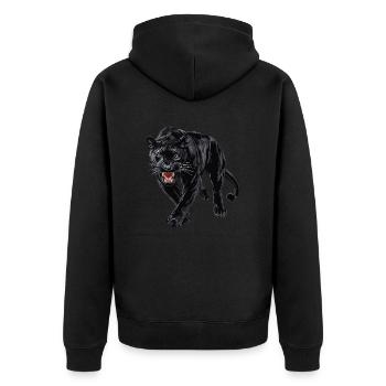 Panther - Unisex Premium Bio Zip Hoodie - Schwarz - Hinten - Nico (187cm)