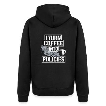 For insurance professionals who love coffee - Unisex Premium Organic Zip Hoodie - black - Back - Nico (187cm)