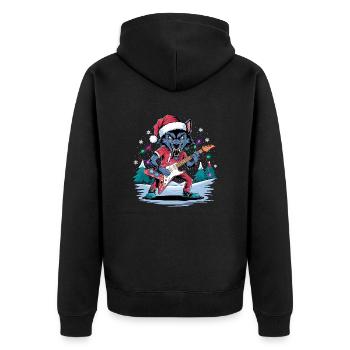 Christmas Wolf Rock – Festive and Wild - Unisex Premium Organic Zip Hoodie - black - Back - Nico (187cm)