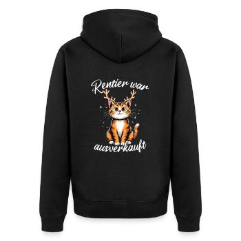 Rentier war ausverkauft - Lustiges Weihnachten - Unisex Premium Bio Zip Hoodie - Schwarz - Hinten - Nico (187cm)