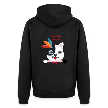 Glamouröse Katze - Unisex Premium Bio Zip Hoodie - Schwarz - Hinten - Nico (187cm)