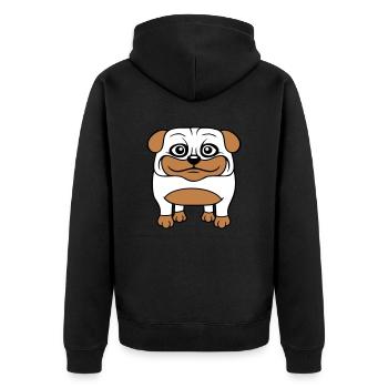Dog Pug Small Cute Dick Love Happy Comic Fun - Unisex Premium Organic Zip Hoodie - black - Back - Nico (187cm)