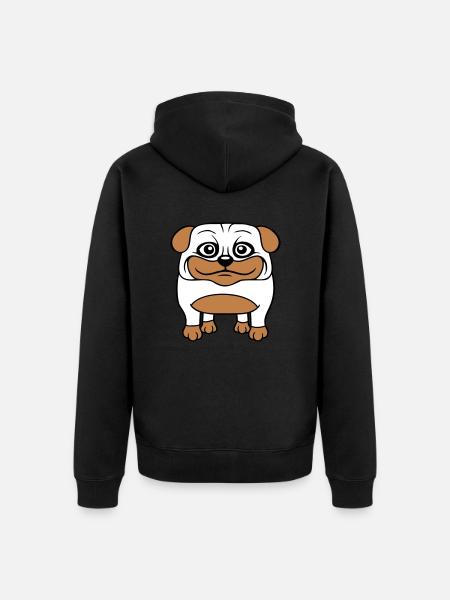 Hund Mops Lille Sød Pik Kærlighed Glad Komisk Sjov - Premium økologisk unisex-hættejakke - sort