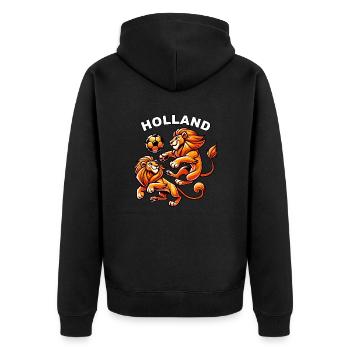 Lions orangistes des Pays-Bas jouant au football - Veste à capuche bio Premium Unisexe - noir - Dos - Nico (187cm)