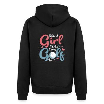 Just A Girl Who Loves Golf Golfer Hobby - Unisex Premium Bio Zip Hoodie - Schwarz - Hinten - Nico (187cm)