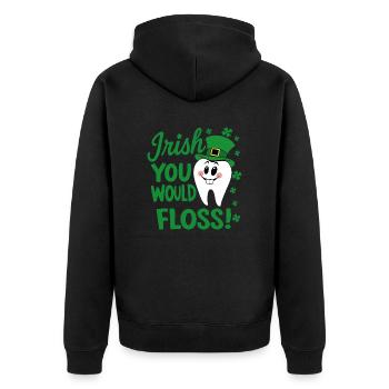 Dental Hygiene Cute Teeth Irish You Would Floss - Veste à capuche bio Premium Unisexe - noir - Dos - Nico (187cm)