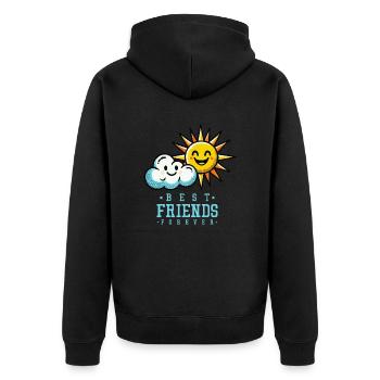 wolke sonne best friends - Unisex Premium Bio Zip Hoodie - Schwarz - Hinten - Nico (187cm)