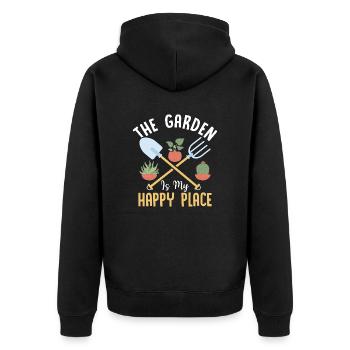 Le jardin est mon lieu de bonheur Jardinage botanique - Veste à capuche bio Premium Unisexe - noir - Dos - Nico (187cm)
