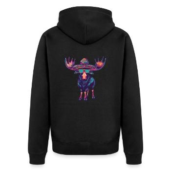 Elch Comic Lustig Sombrero - Unisex Premium Bio Zip Hoodie - Schwarz - Hinten - Nico (187cm)