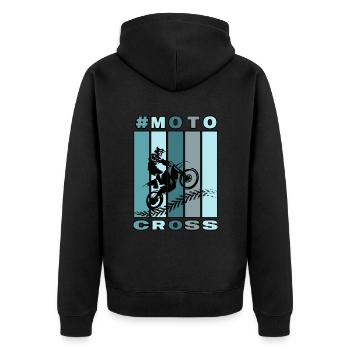 motocross motorsport motorcycle dirtbike - Unisex Premium Organic Zip Hoodie - black - Back - Nico (187cm)