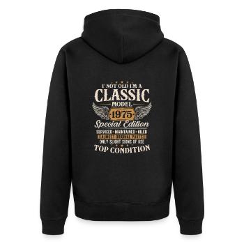 Cadeau d’anniversaire classique 1975 Vintage - Veste à capuche bio Premium Unisexe - noir - Dos - Nico (187cm)